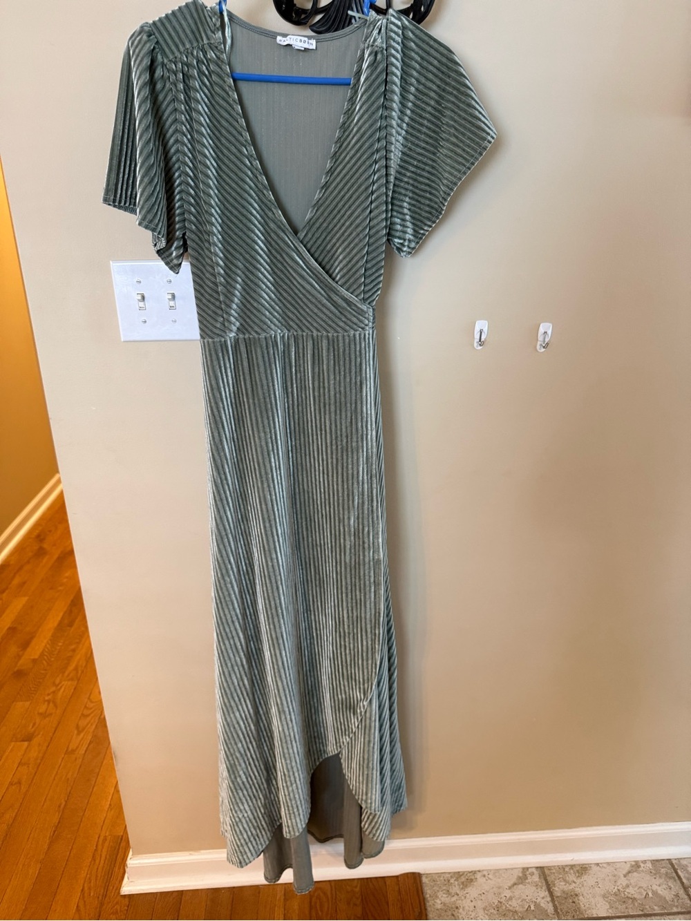 Baltic Born Sage Green Velvet Wrap Maxi Dress